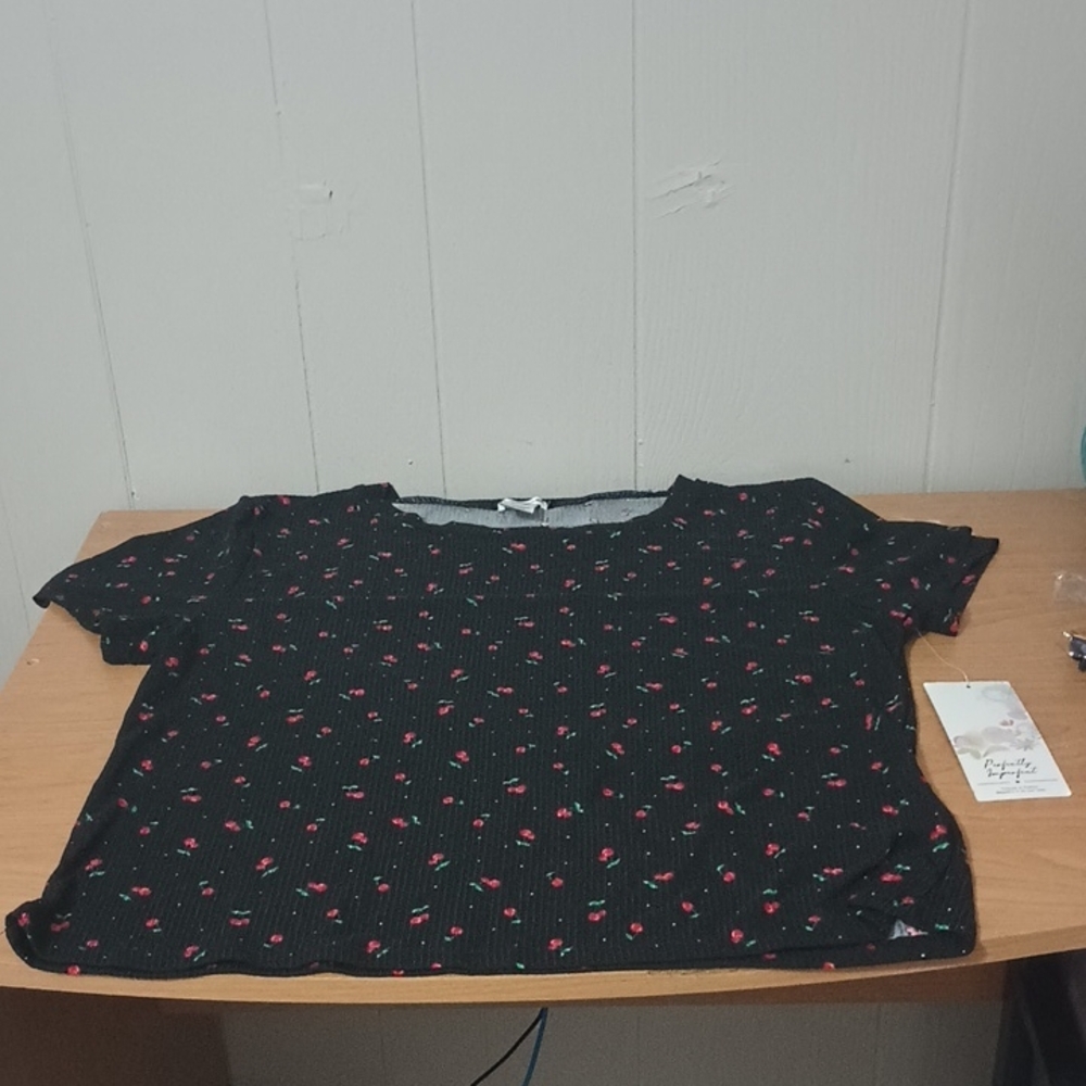 Perfectly Imperfect Cherry Print Top NWT